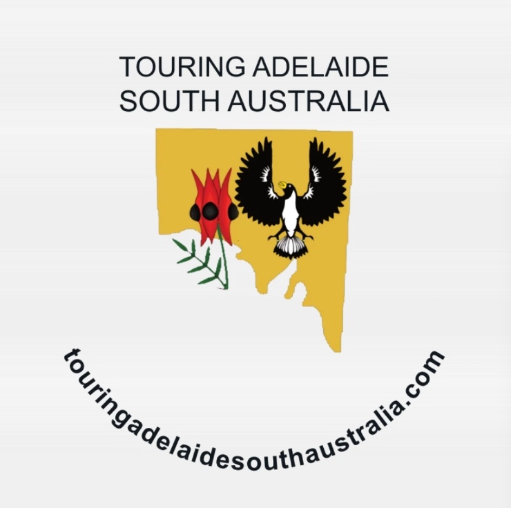 Touring Adelaide South Australia logo Touring Adelaide South Australia logo featuring the state map, Sturt desert pea and piping shrike